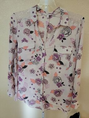Candie’s Floral Lace Shoulder Blouse  Size XL